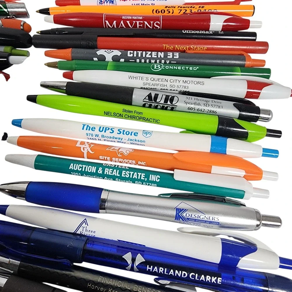 Lot of 60+ Assorted Promotional Pens Commerical‎ Bank, church, auto, cruise